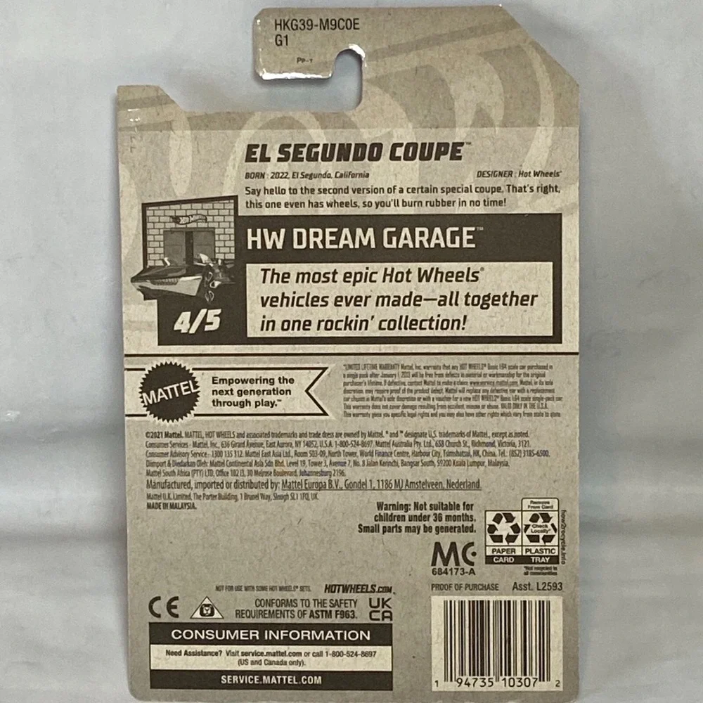 Hot Wheels El Segundo Coupe 105/250 HW Dream Garage 4/5 Die-cast 1/64 NIP 2023